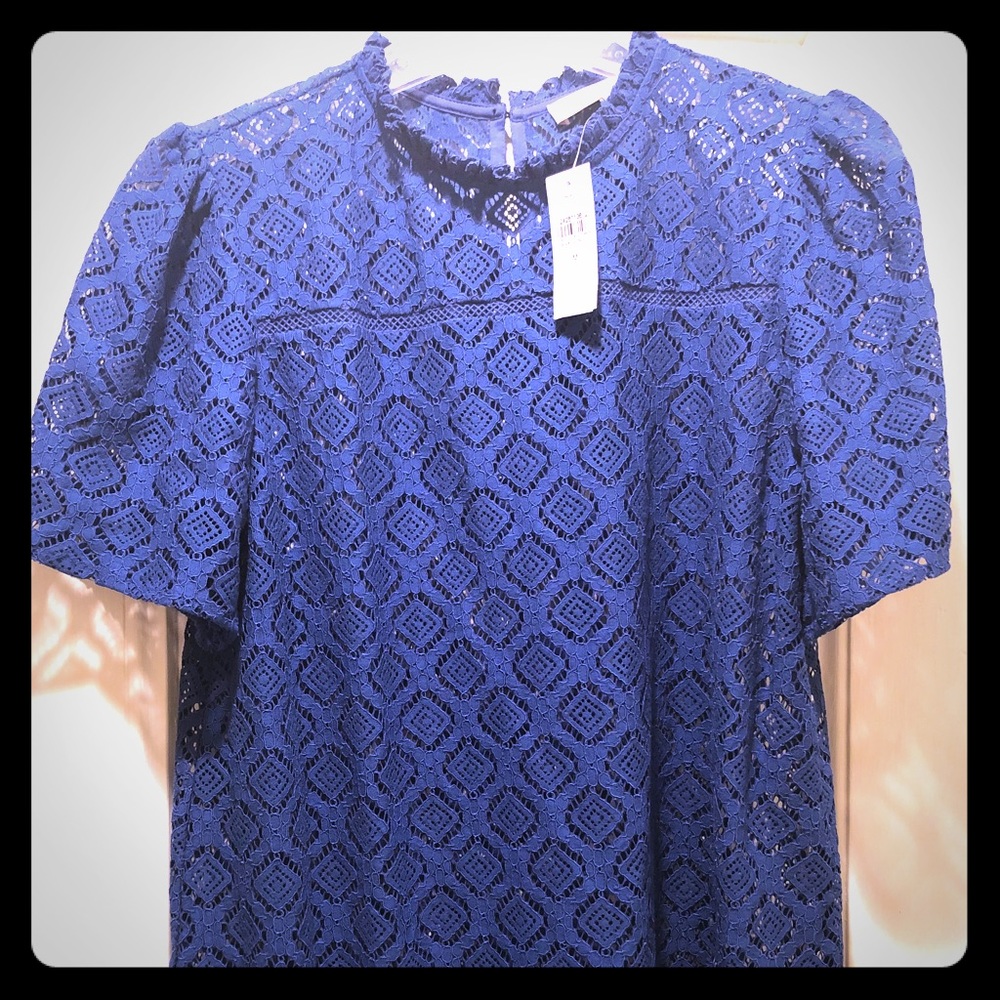 LOFT Lace top. Size Medium.  NWT.  Royal Blue.